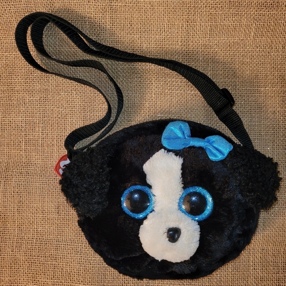 Ty Gear Collection Tracey The Black Dog Shoulder Bag Purse Stuffed Plush Sparkle
